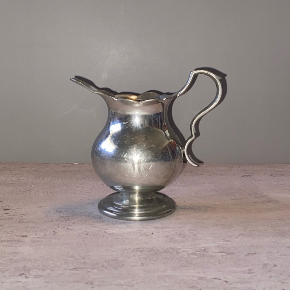1950s Stieff Williamsburg Restoration Pewter Creamer CW-91 Monogrammed